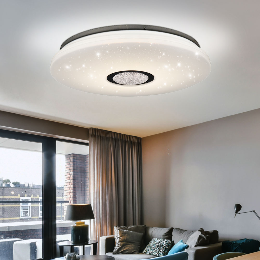 LED Deckenleuchte, silber, rund, dimmbar, warmweiß, 3000K