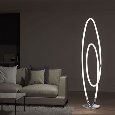 LED Stehleuchte, chrom, dimmbar, H 140 cm