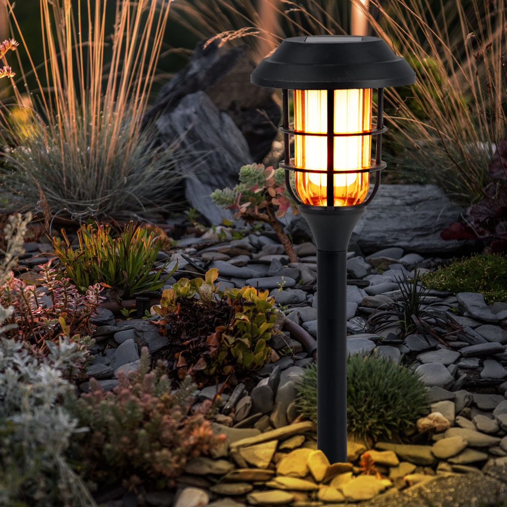 6er Set LED Solarleuchten, Erdspieß, schwarz, H 43 cm