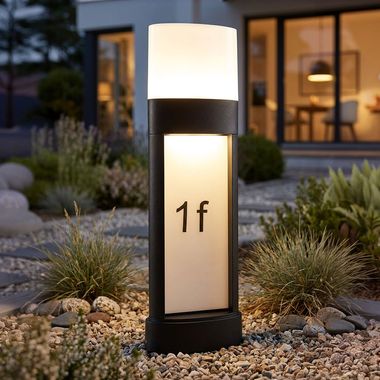 LED Außenleuchte, IP54, schwarz, Hausnummer, H 50cm