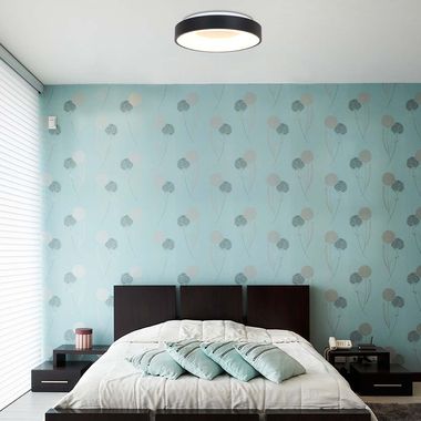 Plafondlamp, metaal, zwart en wit, rond, dimbaar, H 9 cm