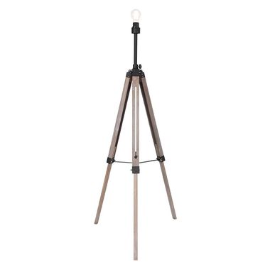 Lampadaire, métal, bois, trépied, orientable, H 150 cm