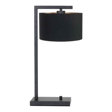 Tischleuchte, Metall Stoff, Drehschalter, Schwarz