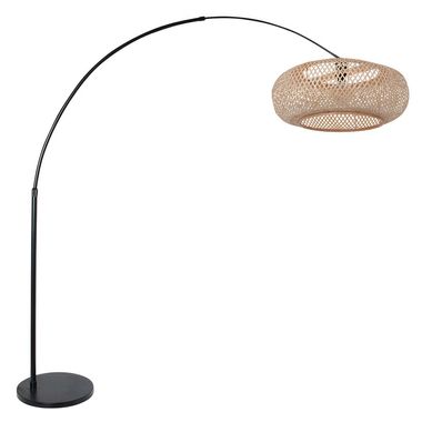 Staande lamp, metaal hout, zwart, H 210 cm