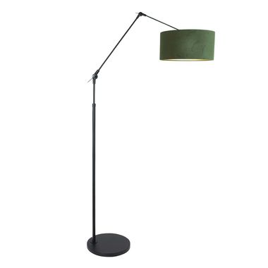 Lampada da terra, giunti mobili, tessuto verde, nero, H 210 cm