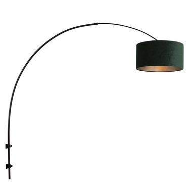 Wandleuchte, Textil grün, schwarz, verstellbar, L 160 cm