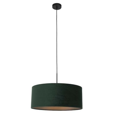 Hanglamp, groen textiel, zwart, D 50 cm
