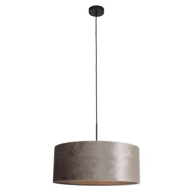 Lampe à suspension, textile argent, noir, D 50 cm