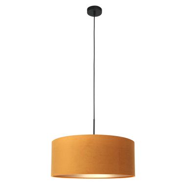 Hanglamp, goud textiel, zwart, D 50 cm