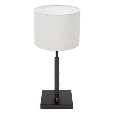 Lampada da tavolo, tessuto metallico, interruttore rotativo, bianco, H 30 cm