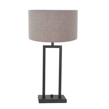 Lampe à poser, textile beige, noir mat, H 44 cm