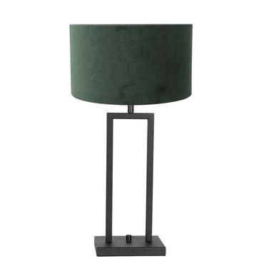 Lampe à poser, textile vert, noir mat, H 44 cm