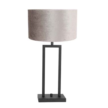 Lampe à poser, textile gris, noir mat, H 44 cm