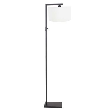 Lampadaire, textile blanc, noir mat, H 160 cm