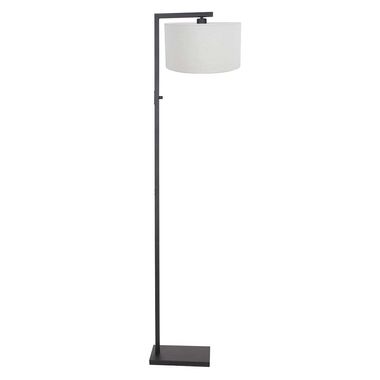 Lampada da terra, tessuto bianco, nero opaco, H 160 cm