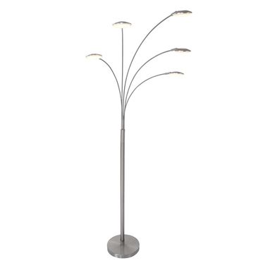 Lampa podłogowa, ściemnialna, metal, szkło, srebrna, wys. 189 cm
