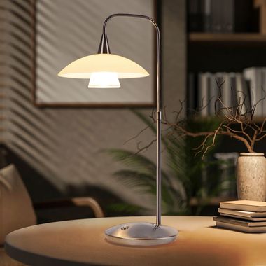 Lampa stołowa LED srebrno-biała, ściemniana, wys. 45 cm