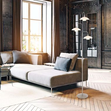 Lampadaire LED argent, verre blanc, dimmable H 171 cm
