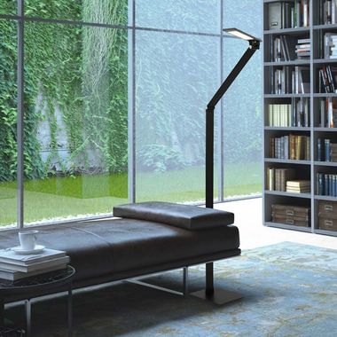 Lampadaire LED noir, dimmable, articulations réglables, H 140 cm