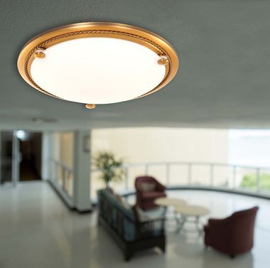 Ceiling light bronze, white glass, D 20 cm