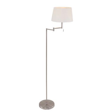 Staande lamp zilver, textiel wit, verstelbaar, H 154 cm