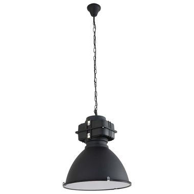 Suspension, métal noir, verre, H 160 cm