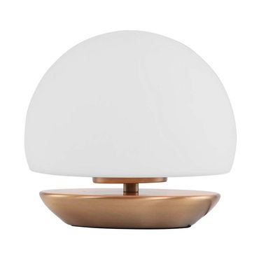 Lampe à poser LED, variateur tactile, verre blanc, bronze, H 16,5 cm