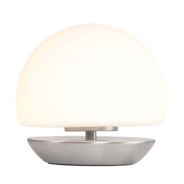 Lampe à poser LED, variateur tactile, verre blanc, argent, H 16,5 cm