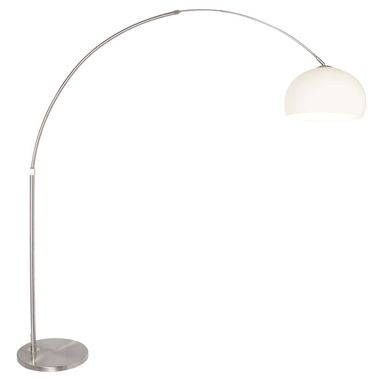 Lampe arc, textile blanc, réglable en hauteur, H 180 cm