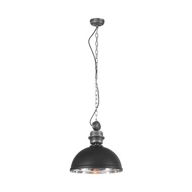 Lampe à suspension, noire, chromée, D 50 cm