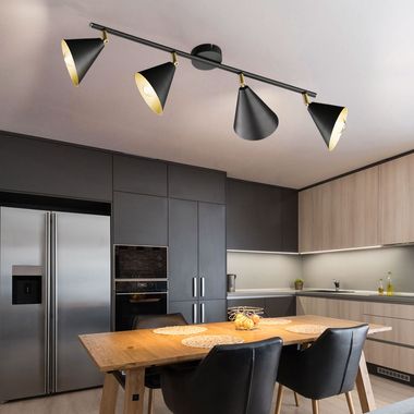 Ceiling lamp, anthracite gold, adjustable spots, L 72 cm