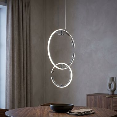 LED Hängeleuchte, 2 flammig, Ringe, neutralweiß, H 230cm