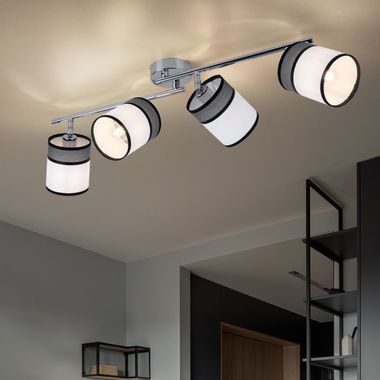 Lampe de salon, spots flexibles, tissu, L 88cm, DAVIE