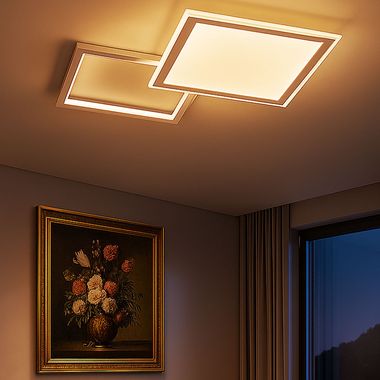 Lampa sufitowa LED, aluminium, pilot, ściemniacz, L 51 cm