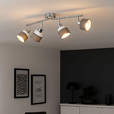 Lampa sufitowa, stal, szary chrom, obrotowe spoty, L 85 cm