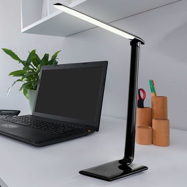 LED tafellamp, dimbaar, USB, zwart, H 56cm, TUBAC