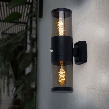 Buitenlamp, spot omhoog en omlaag, roestvrij staal, zwart, H 42cm