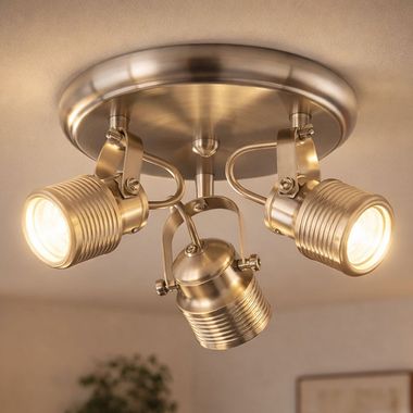 Plafondlamp, 3 vlammen, mat nikkel, beweegbaar, D 25 cm