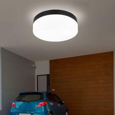 Plafondlamp, buitenlamp, 2 vlammen, aluminium, glas, D 24 cm