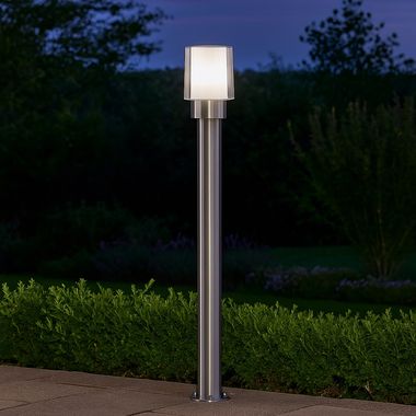 Lampadaire, acier inoxydable, argent, blanc, H 80 cm