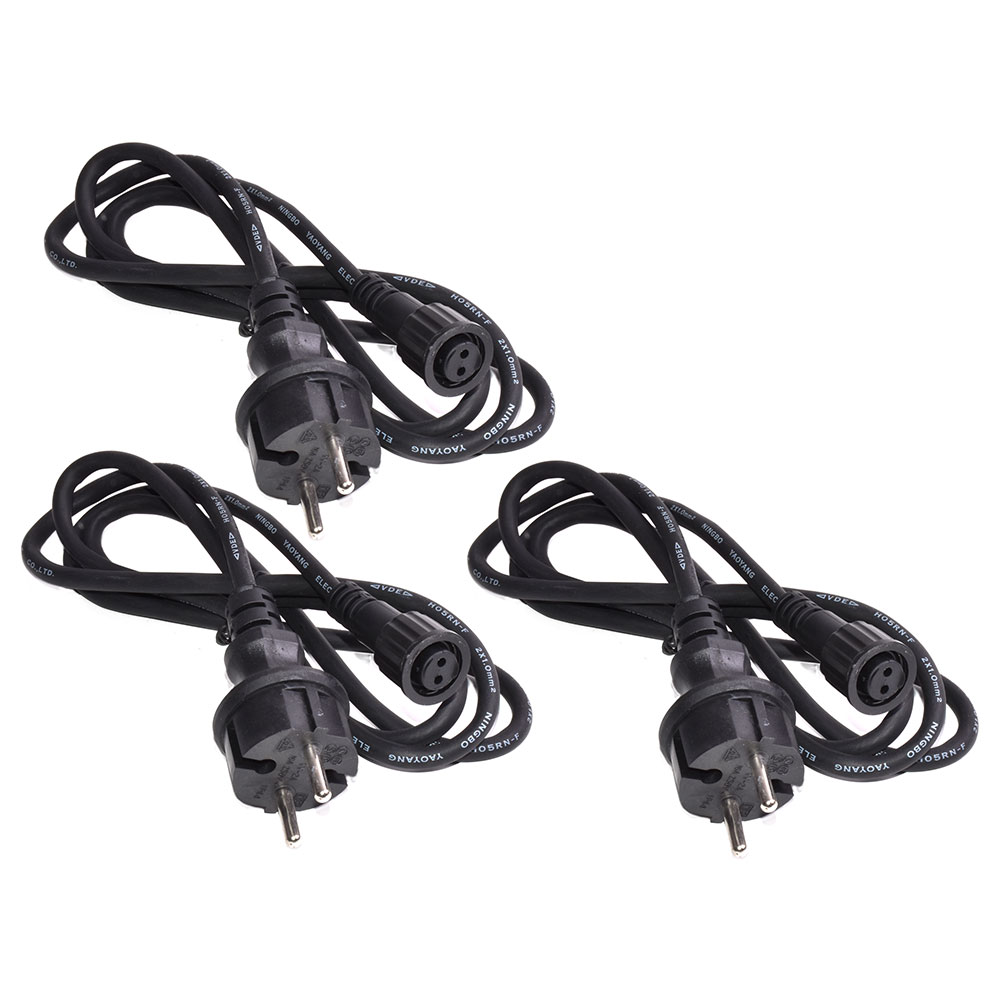 3er Set Stromkabel für Lichterketten 1,5 Meter Stecker