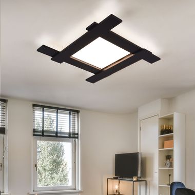 LED ceiling light, backlight, black, L 59 cm