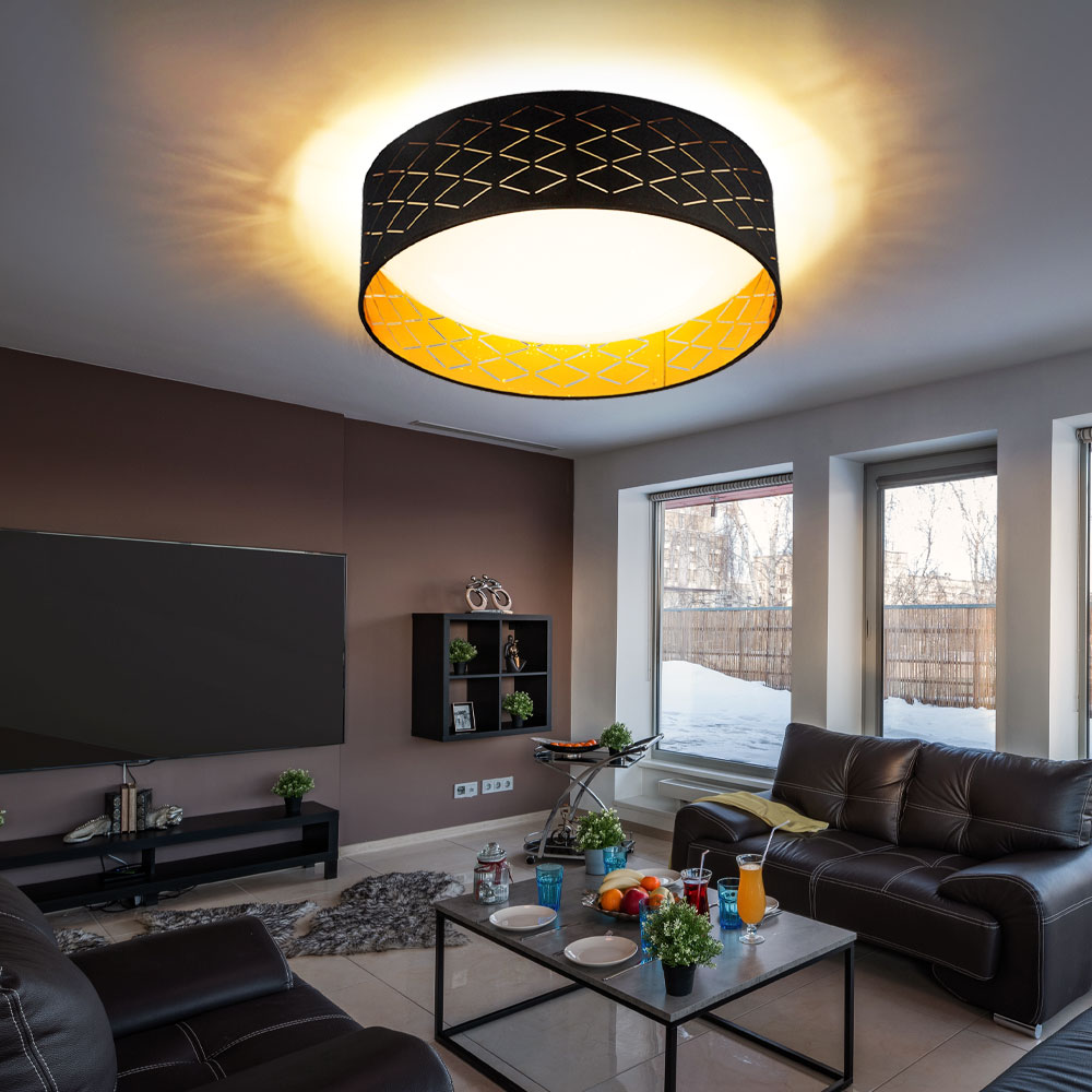 LED Deckenleuchte, Sterneneffekt, schwarz gold, D 40cm