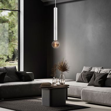 Pendant lamp, height adjustment, metal, white, H 150cm