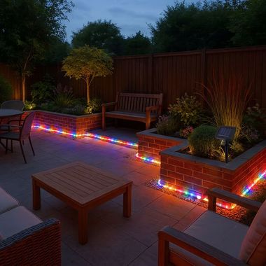 LED-zonnelichtketting, 50x gekleurde LED's, zwart, grondspies, L 4,9 m