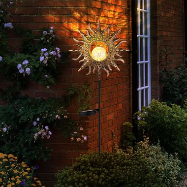 LED Steckleuchte, Metall, Glas, Schwarz, Solar, Rostoptik, H 81,5 cm