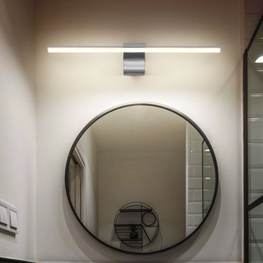 Lampada da parete a LED, lampada da bagno, IP44, nichel, L 60,8 cm