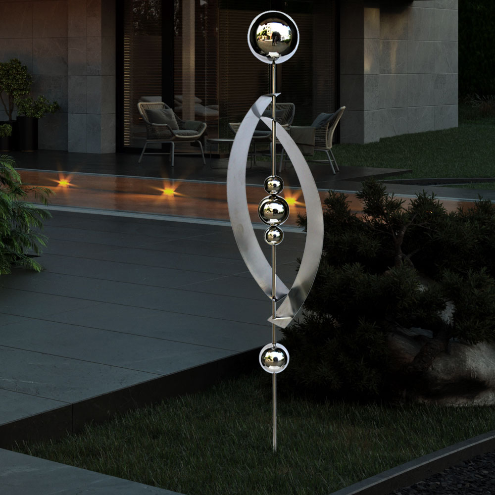 Gartenstecker, Edelstahl, 5 Kugeln, geschwungen, H 140 cm