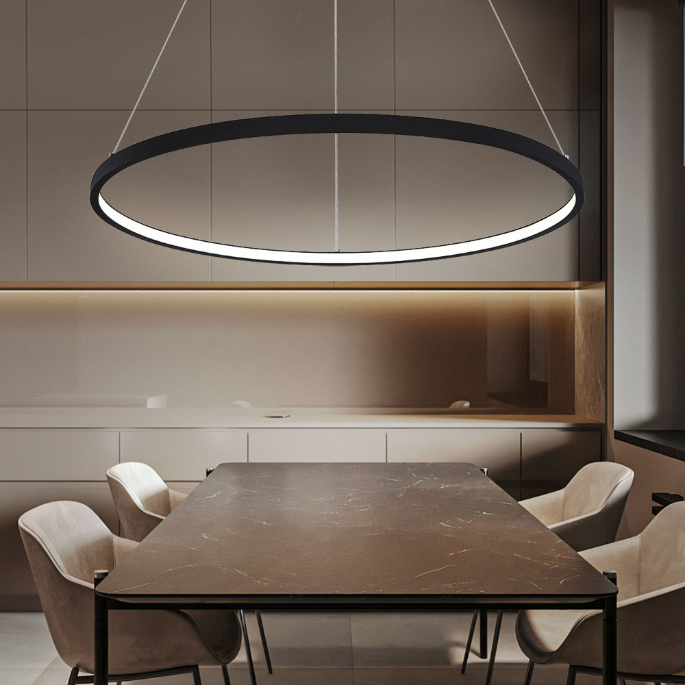 LED Pendelleuchte, Ring Design, schwarz, 60 cm