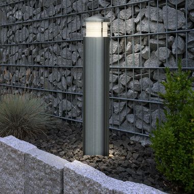 Outdoor light, IP44, stainless steel, silver, E27 socket, H 60cm
